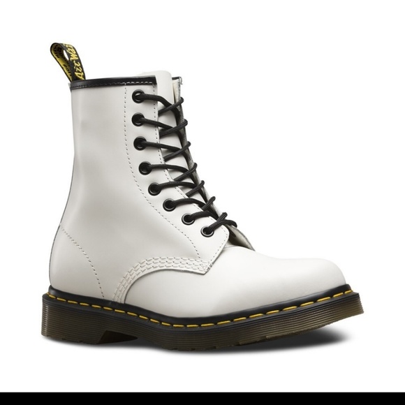 Dr Martens Delaney White Patent Boots